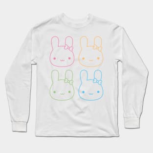 Kawaii Pastel Bunny Bows Long Sleeve T-Shirt